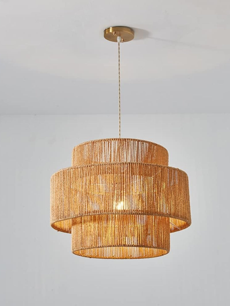 Handgeweven Hennep Hanglamp in Zen-Stijl – Natuurlijk Rotan Tromlamp voor Rustieke Sfeer | Sansoti