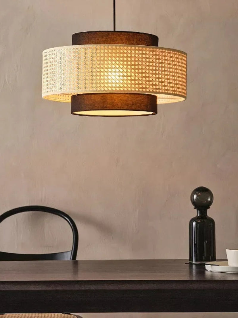 Handgeweven Hennep Hanglamp in Zen-Stijl – Natuurlijk Rotan Tromlamp voor Rustieke Sfeer | Sansoti