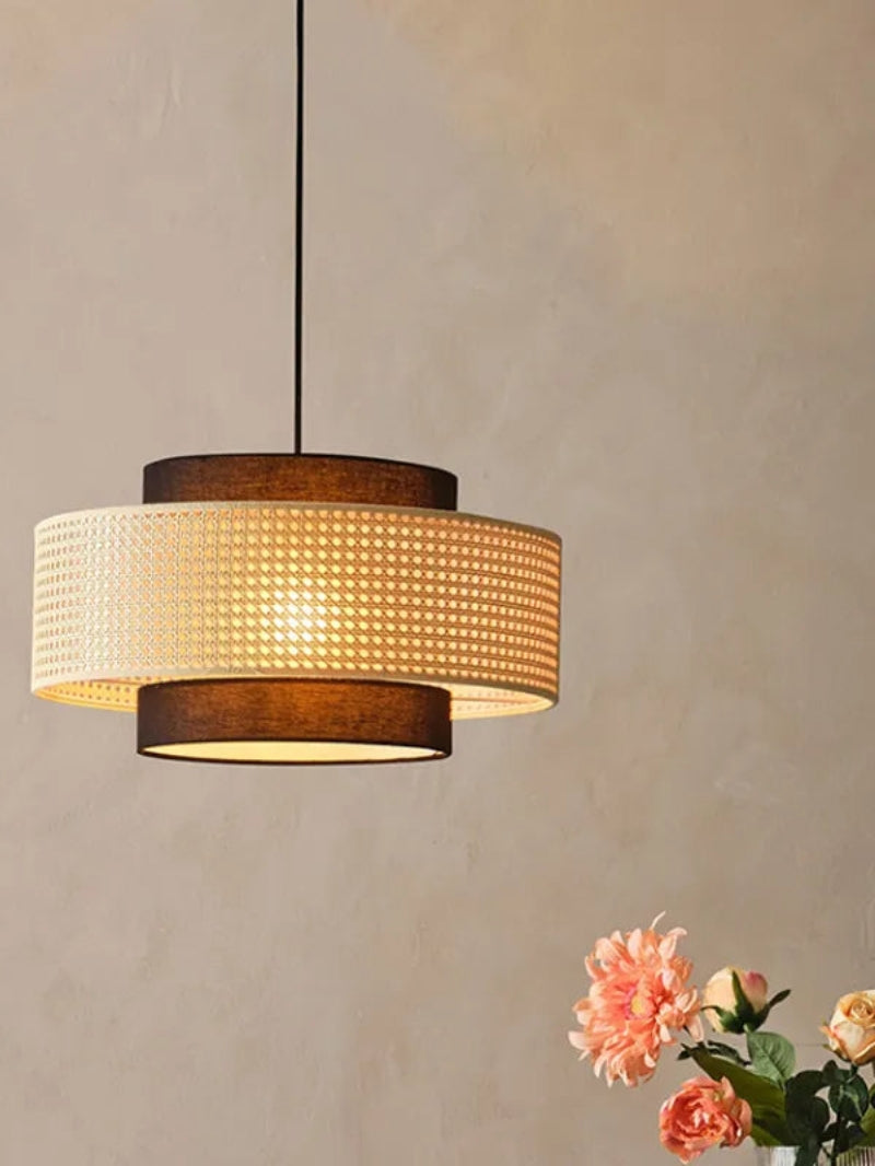 Handgeweven Hennep Hanglamp in Zen-Stijl – Natuurlijk Rotan Tromlamp voor Rustieke Sfeer | Sansoti