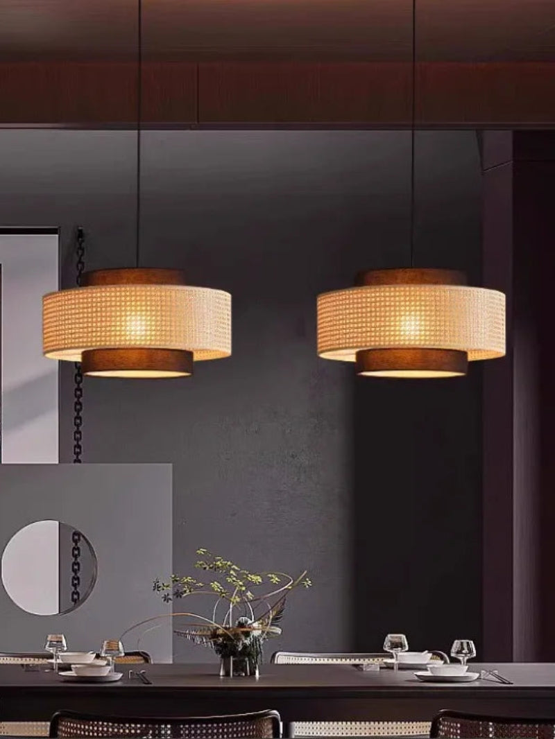 Handgeweven Hennep Hanglamp in Zen-Stijl – Natuurlijk Rotan Tromlamp voor Rustieke Sfeer | Sansoti