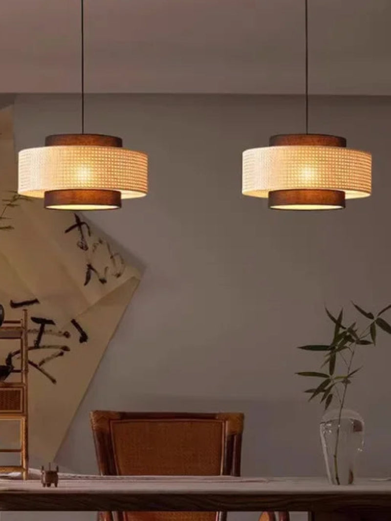 Handgeweven Hennep Hanglamp in Zen-Stijl – Natuurlijk Rotan Tromlamp voor Rustieke Sfeer | Sansoti