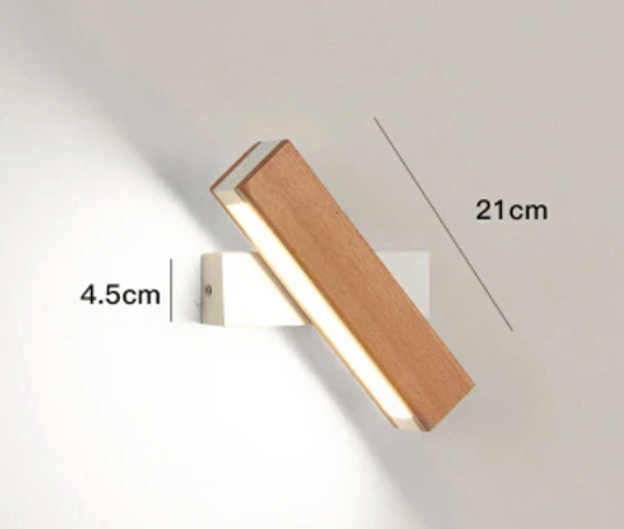 Drehbare LED-Wandleuchte aus Holz und Aluminium 360° - Minimalistische Beleuchtung für Wohnzimmer, Schlafzimmer und Leseecke | Sansoti