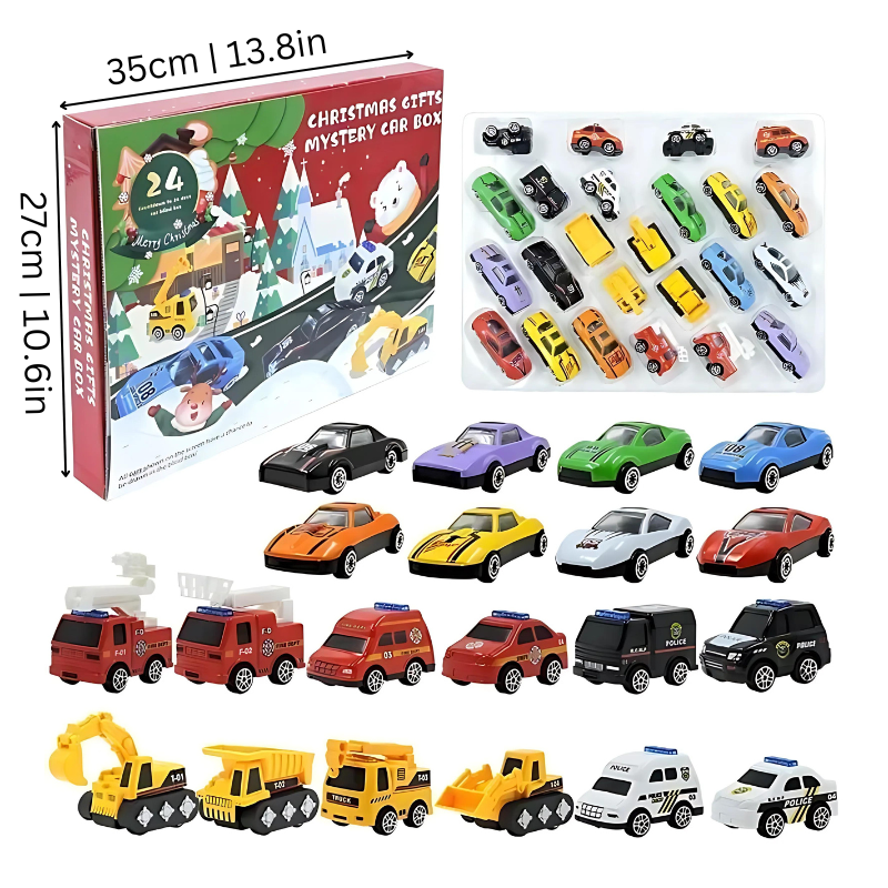 Speelgoed Auto Adventskalender 24 Stuks Kerst Aftelkalender Kinderen Verrassingskalender Voertuigen | Sansoti