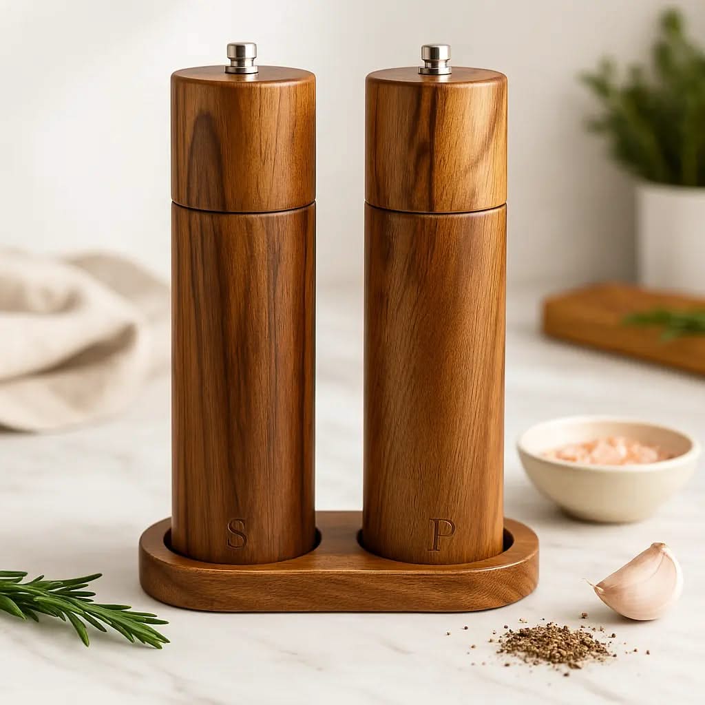 Zout en Peper Molenset Hout met Standaard Keukenaccessoire Kruiden Molen Tafel Keuken Diner Serveren | Sansoti
