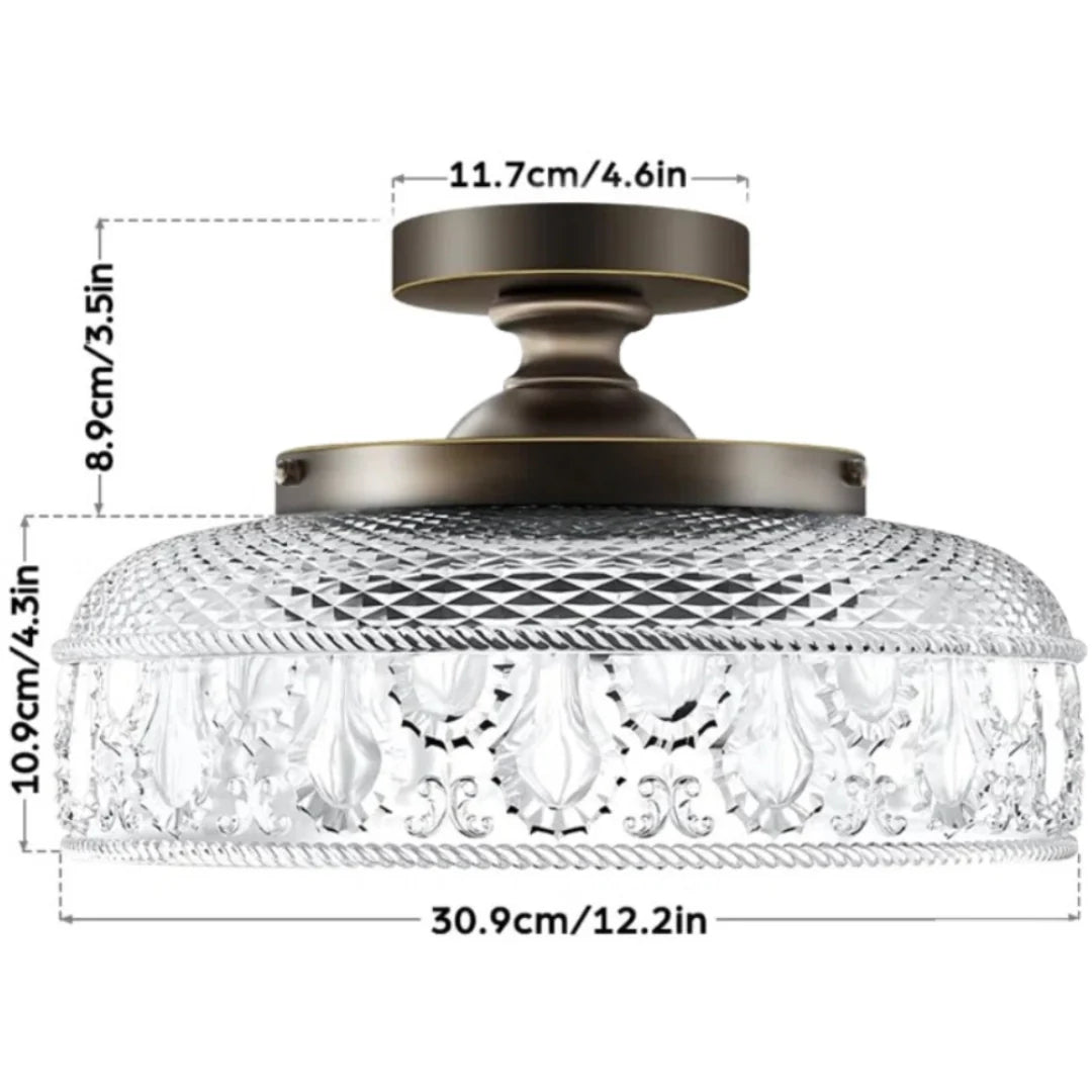 Moderne Plafondlamp met Getextureerde Glazen Schijf – Goud, Zwart & Groen – Ø30cm Designverlichting voor Woonkamer, Slaapkamer, Gang | Sansoti