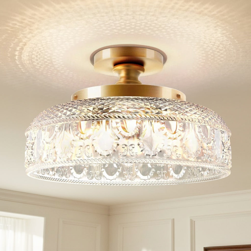 Moderne Plafondlamp met Getextureerde Glazen Schijf – Goud, Zwart & Groen – Ø30cm Designverlichting voor Woonkamer, Slaapkamer, Gang | Sansoti