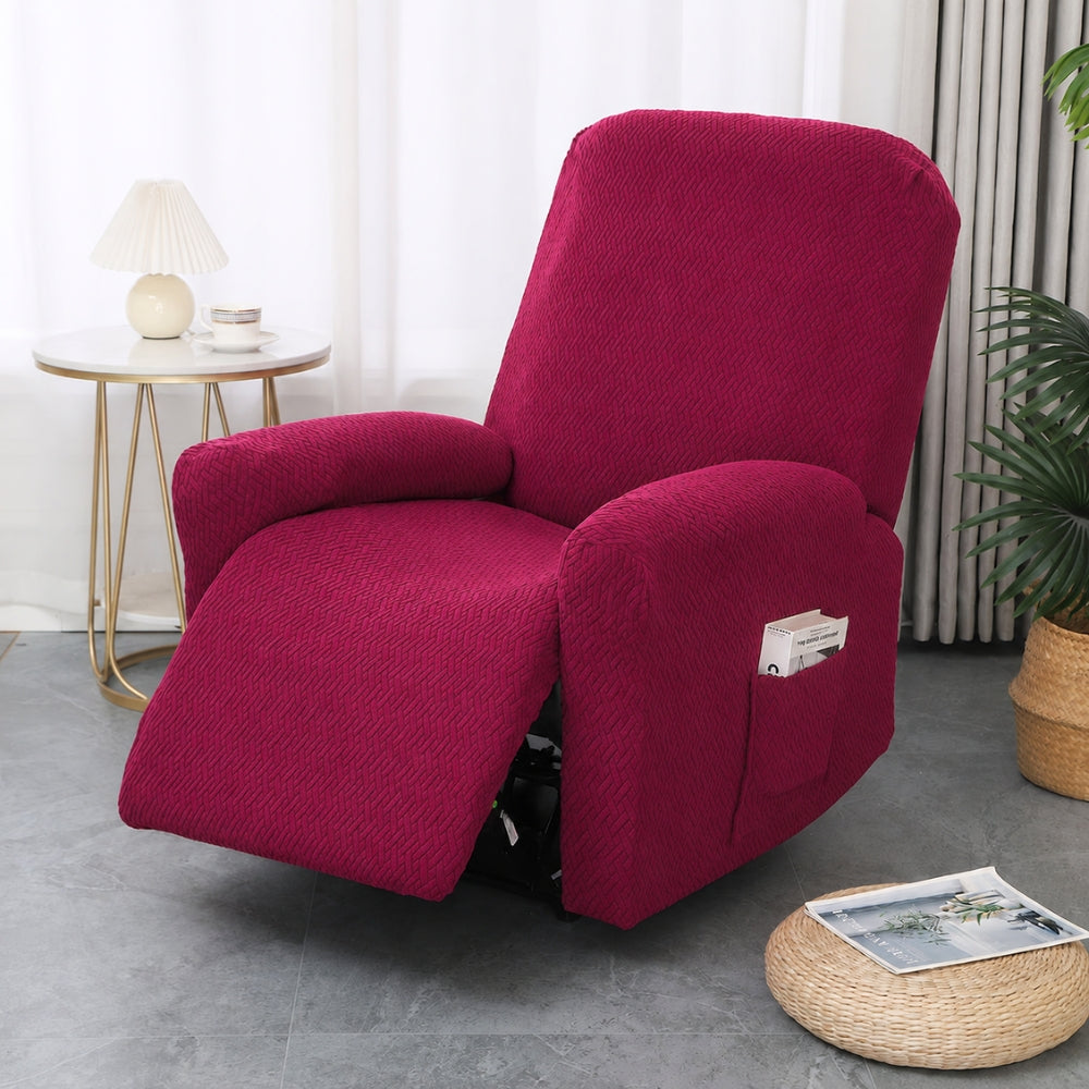 Recliner Hoes met Zijvak – Zachte Beschermhoes voor Relaxstoel Loungestoel Fauteuil Verstelbare Stoel 1-persoons Zwart Grijs Crème Beige | Sansoti