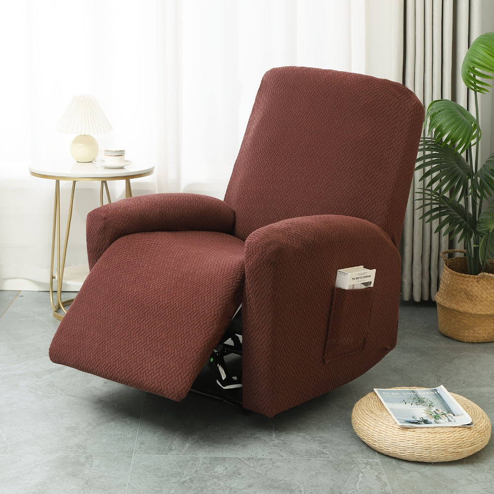 Recliner Hoes met Zijvak – Zachte Beschermhoes voor Relaxstoel Loungestoel Fauteuil Verstelbare Stoel 1-persoons Zwart Grijs Crème Beige | Sansoti