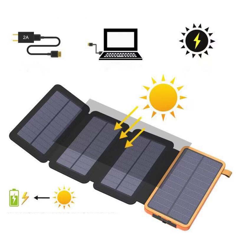 Power Bank 25000mAh Portable USB-C Solar Panel Charger Outdoor Fast Charging Camping Adventure Hiking Travel | Sansoti