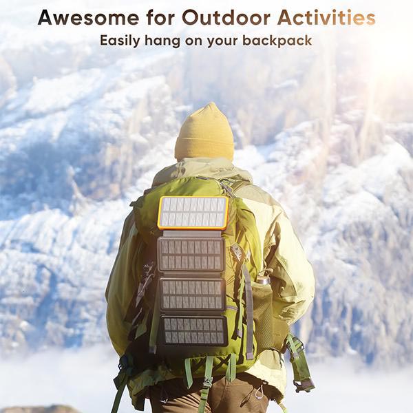 Power Bank 25000mAh Portable USB-C Solar Panel Charger Outdoor Fast Charging Camping Adventure Hiking Travel | Sansoti