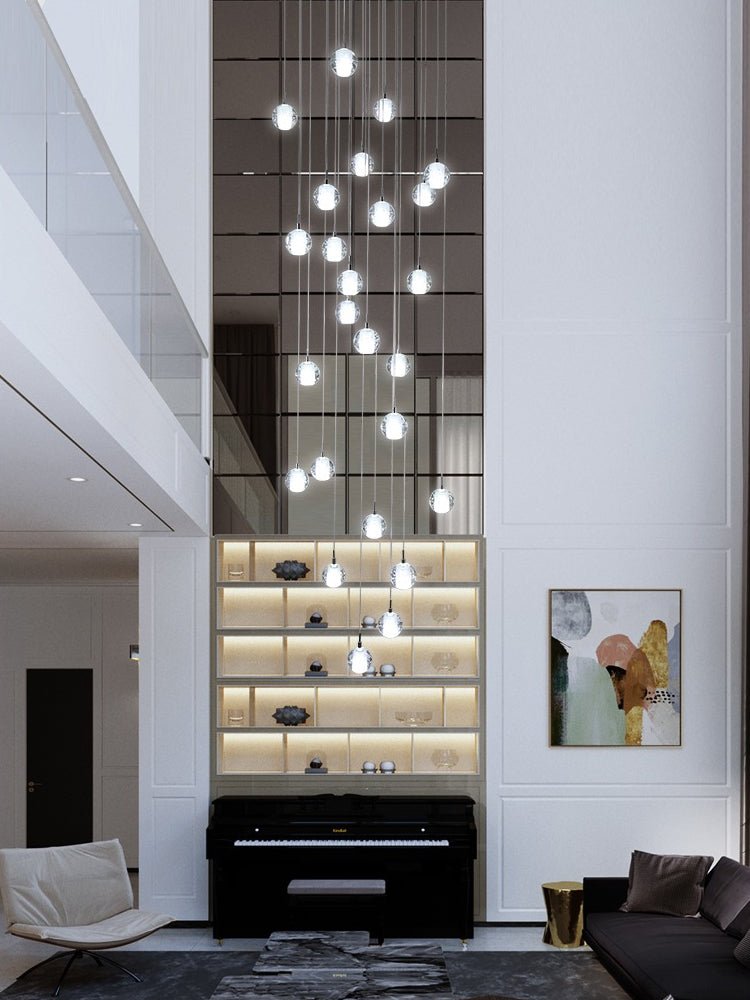 Crystal Cluster Pendant Lights Multiple Spheres Chrome Ceiling Lighting Modern Design Dining Room Living Room | Sansoti
