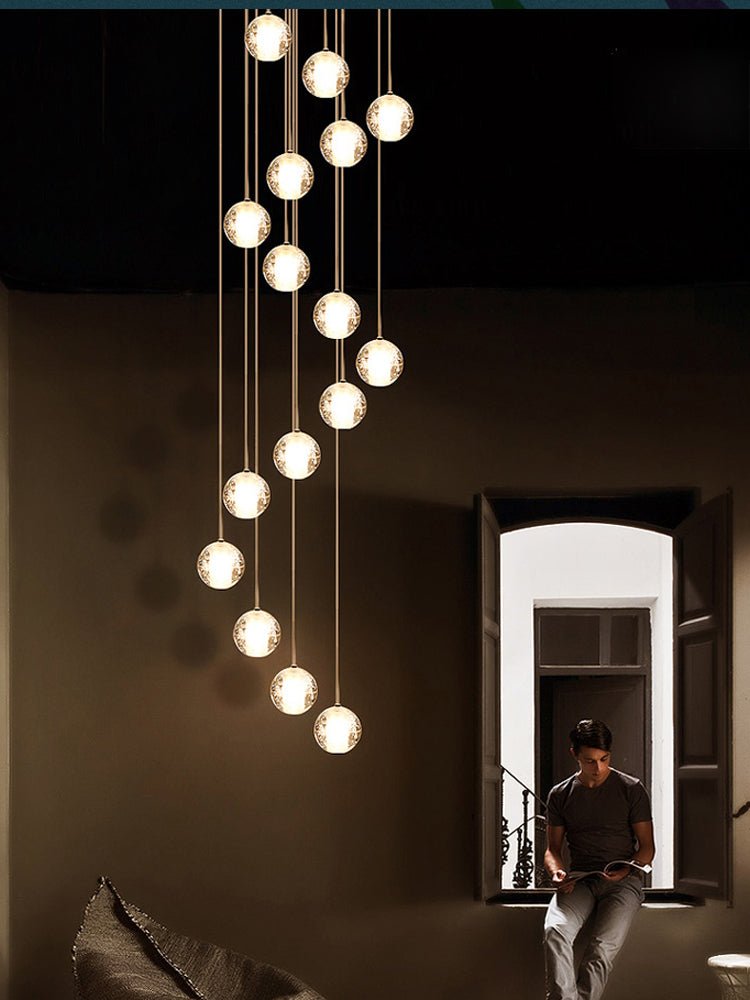Crystal Cluster Pendant Lights Multiple Spheres Chrome Ceiling Lighting Modern Design Dining Room Living Room | Sansoti