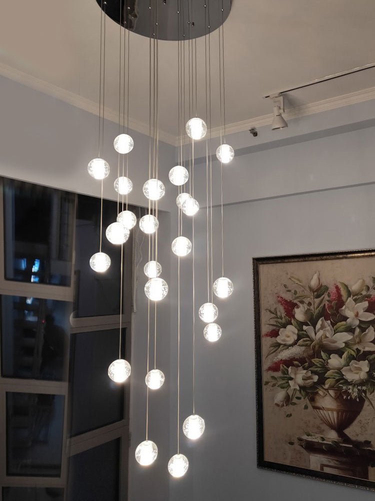 Crystal Cluster Pendant Lights Multiple Spheres Chrome Ceiling Lighting Modern Design Dining Room Living Room | Sansoti