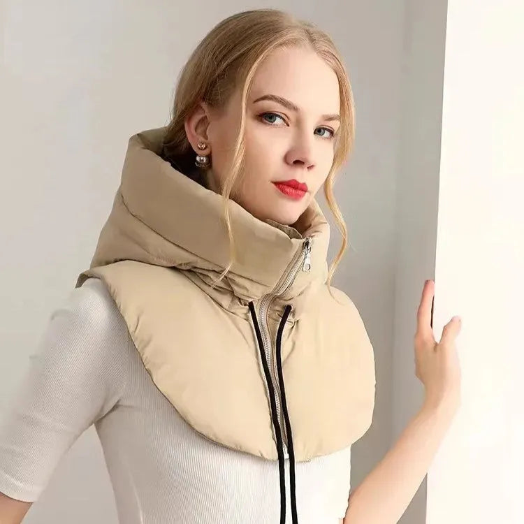 Écharpe à capuche, tour de cou tricoté à fermeture éclair pour femmes, hiver, en polyester et coton, confortable, doux et chaud | Sansoti