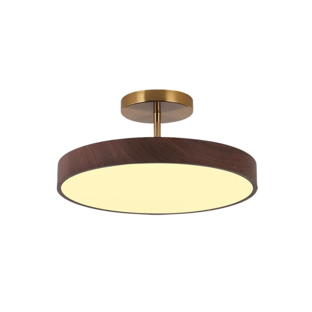 LED-Deckenleuchte Holzoptik Gold Rund Halbaufbau Wohnzimmer Schlafzimmer Esszimmer Design Deckenbeleuchtung | Restfield