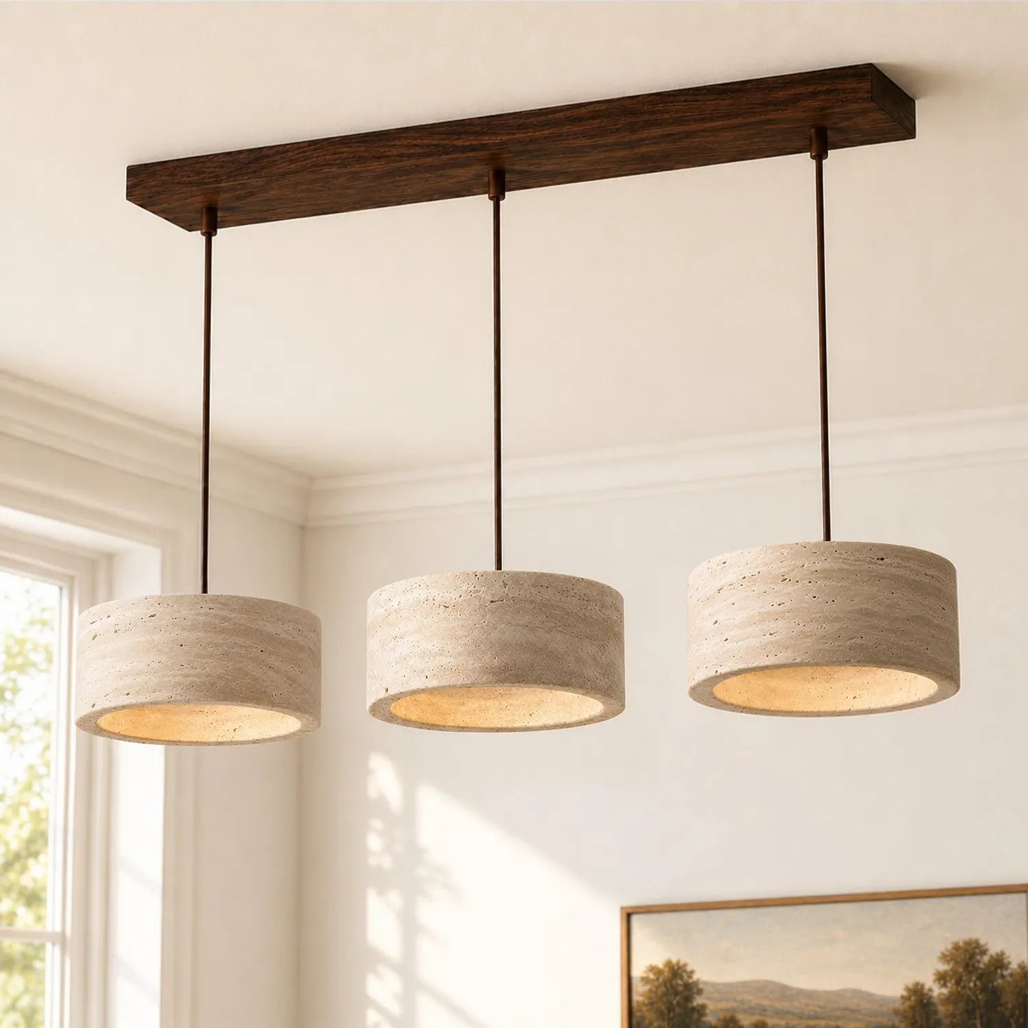Travertijn Hanglamp Vintage Crème Natuursteen Wabi Sabi Stijl Eetkamer Slaapkamer | Sansoti