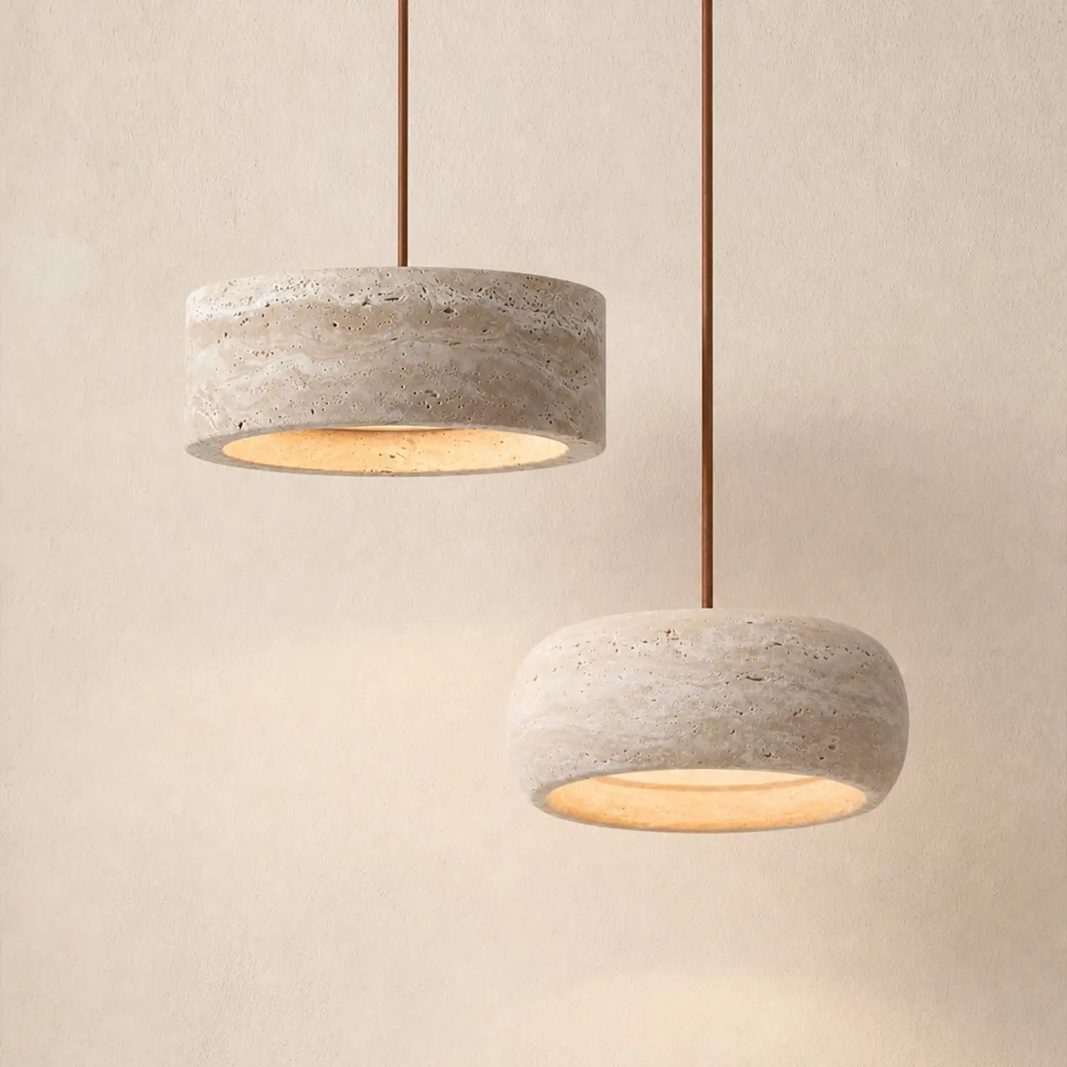 Travertijn Hanglamp Vintage Crème Natuursteen Wabi Sabi Stijl Eetkamer Slaapkamer | Sansoti