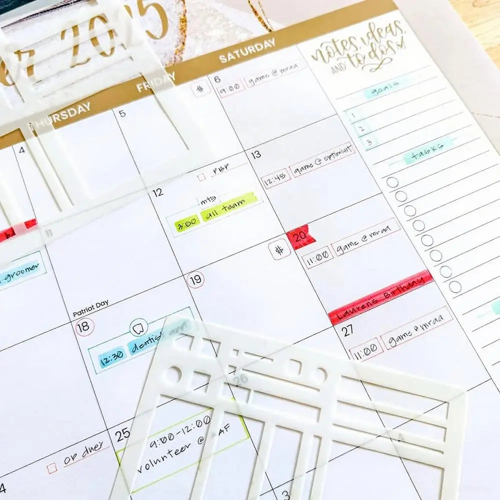 Planner Sjablonenset van Doorzichtig Mylar voor Strakke Lijnen en Checklists | Sansoti