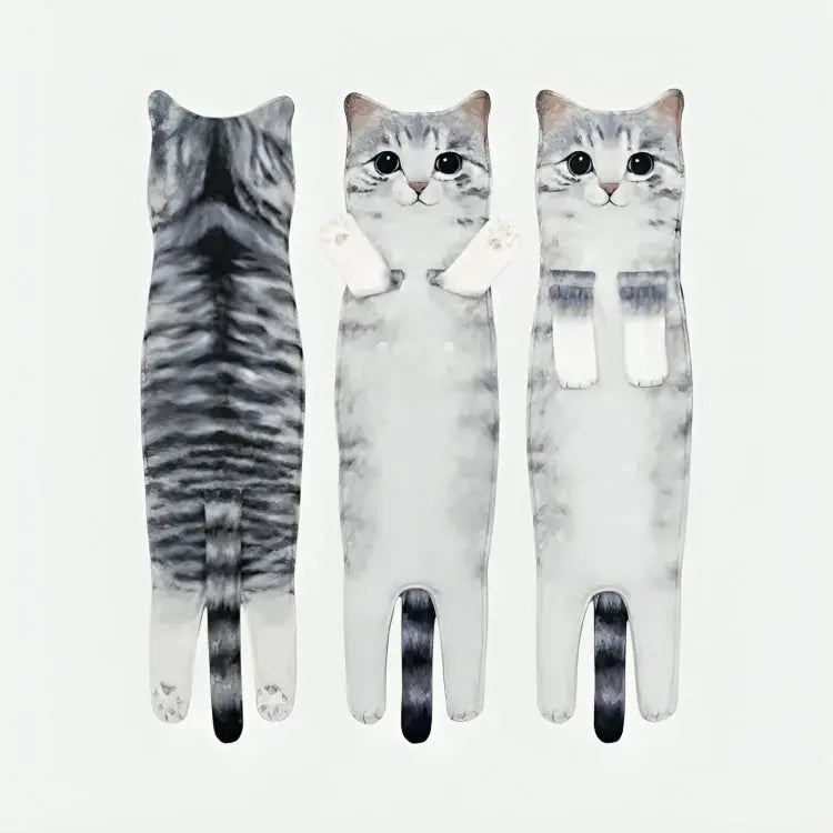 Decoratieve Handdoek met Kattenprint 60×15cm Microvezel Ophangbaar voor Keuken Badkamer | Sansoti