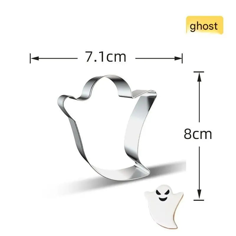Uitsteekvormen Set 7 Stuks voor Koekjes Pannenkoeken Kaas Fruit Halloween Motieven Roestvrijstaal Spookjes Pompoen Vleermuis Heks Keuken Bakvormen | Sansoti