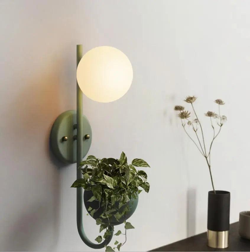 Kelda Plantenlamp Wandlamp – Scandinavische Wandverlichting met Plantenbak – Groen Geel Blauw | Sansoti