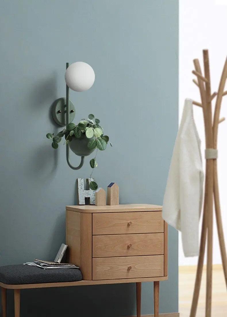 Kelda Plantenlamp Wandlamp – Scandinavische Wandverlichting met Plantenbak – Groen Geel Blauw | Sansoti