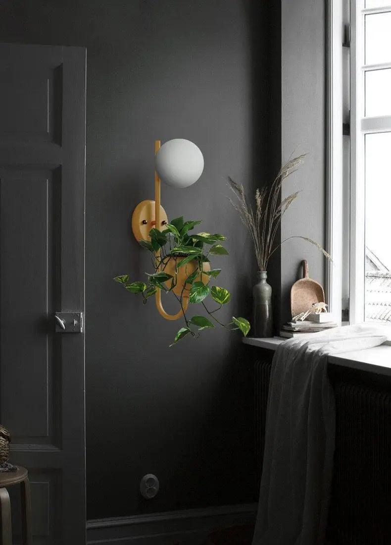 Kelda Plantenlamp Wandlamp – Scandinavische Wandverlichting met Plantenbak – Groen Geel Blauw | Sansoti
