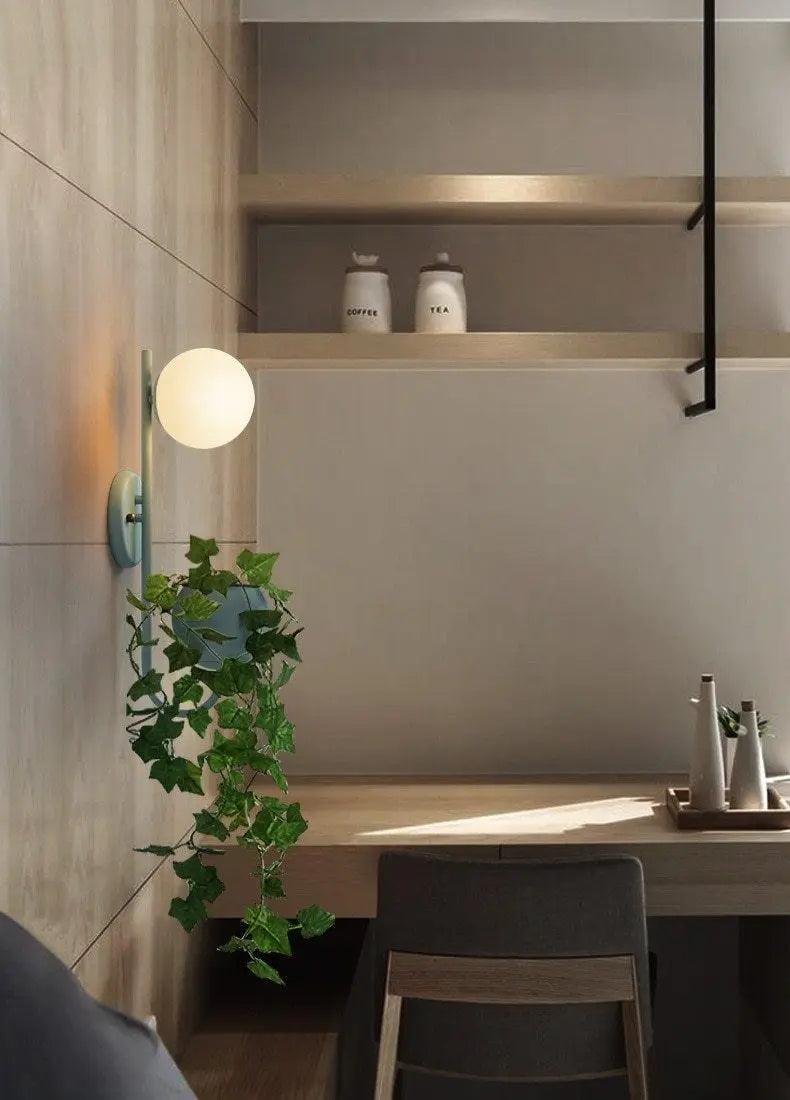 Kelda Plantenlamp Wandlamp – Scandinavische Wandverlichting met Plantenbak – Groen Geel Blauw | Sansoti