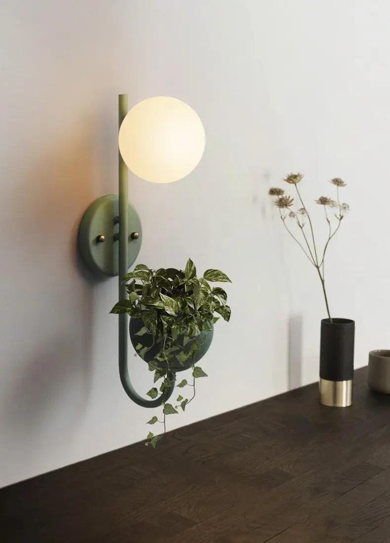 Kelda Plantenlamp Wandlamp – Scandinavische Wandverlichting met Plantenbak – Groen Geel Blauw | Sansoti