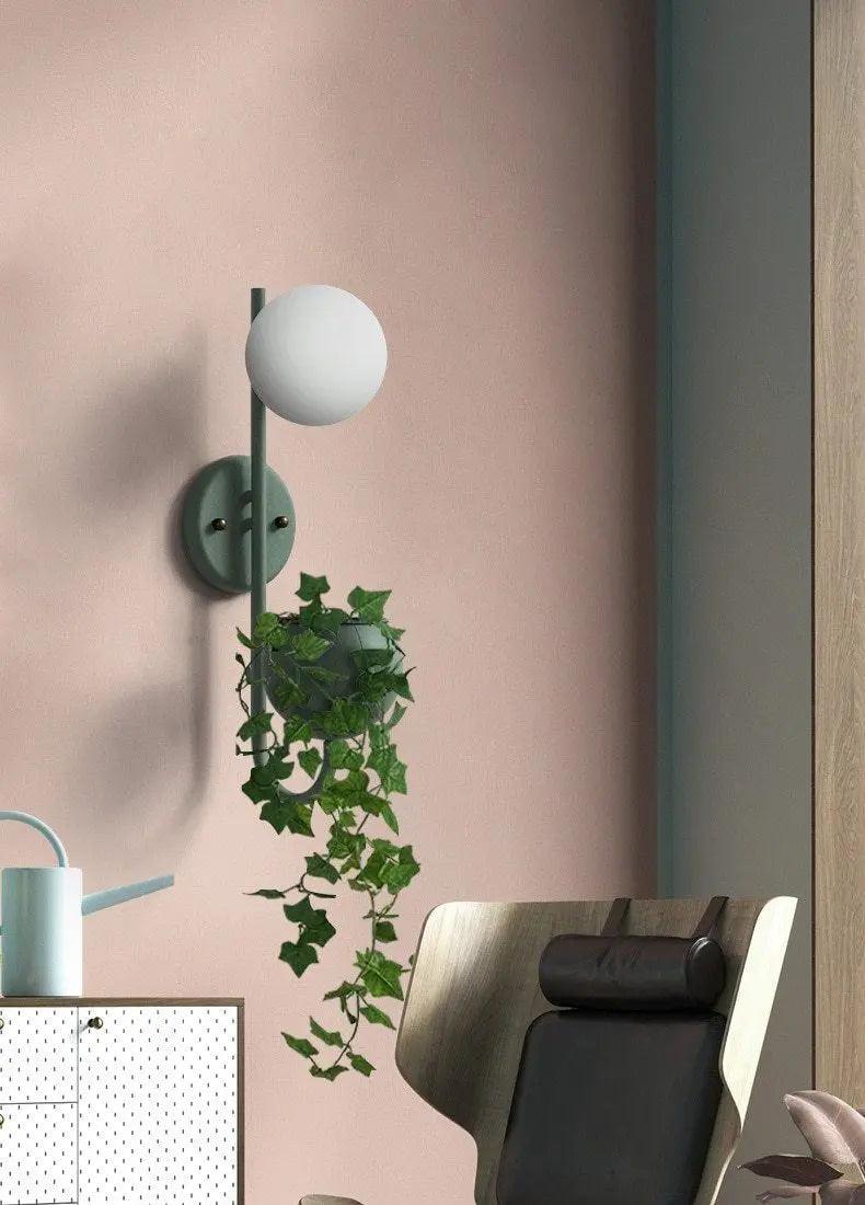 Kelda Plantenlamp Wandlamp – Scandinavische Wandverlichting met Plantenbak – Groen Geel Blauw | Sansoti