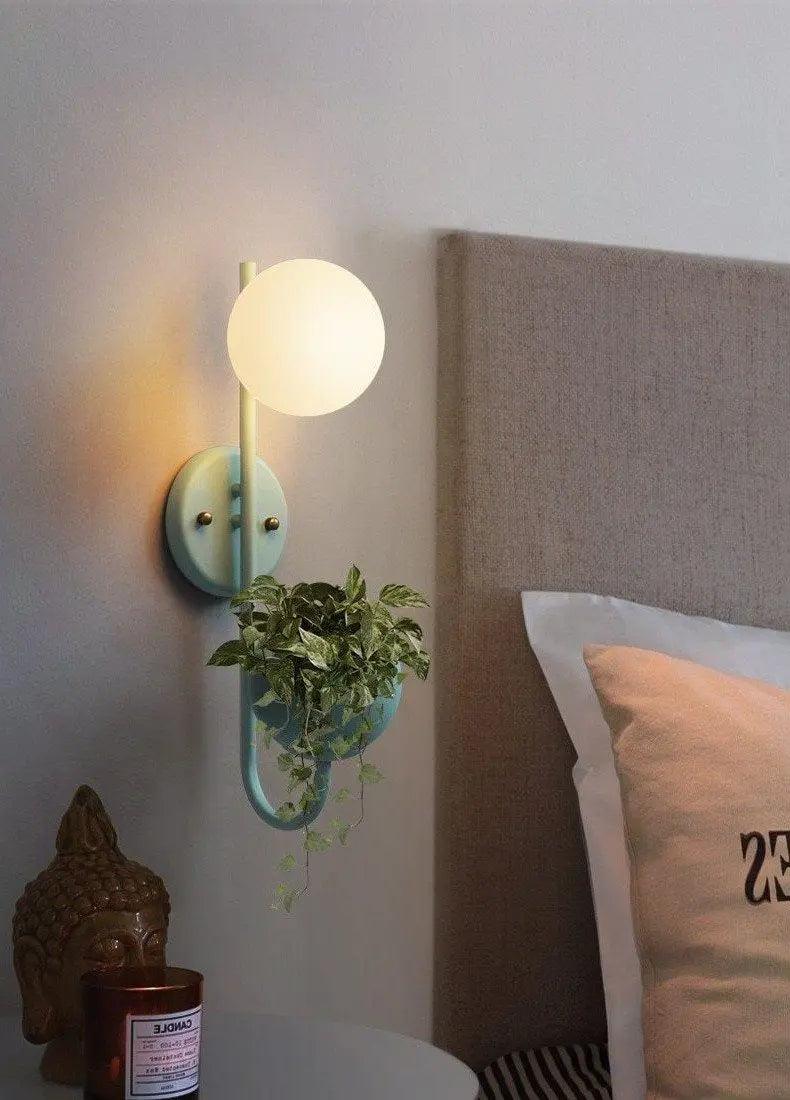Kelda Plantenlamp Wandlamp – Scandinavische Wandverlichting met Plantenbak – Groen Geel Blauw | Sansoti