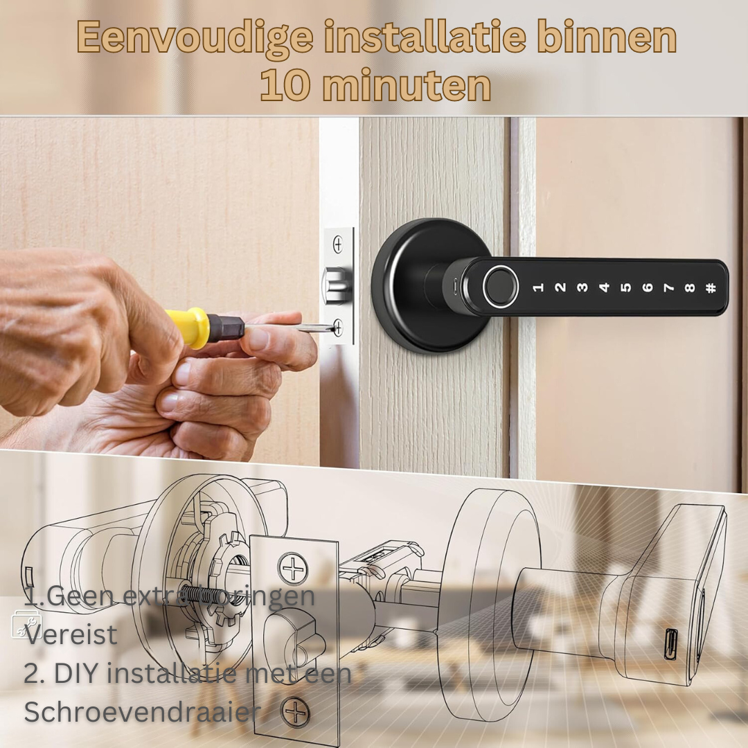 Slimme Deurslot met Vingerafdrukscanner – Geautomatiseerde Toegangsbeveiliging voor Modern Wonen | Sansoti