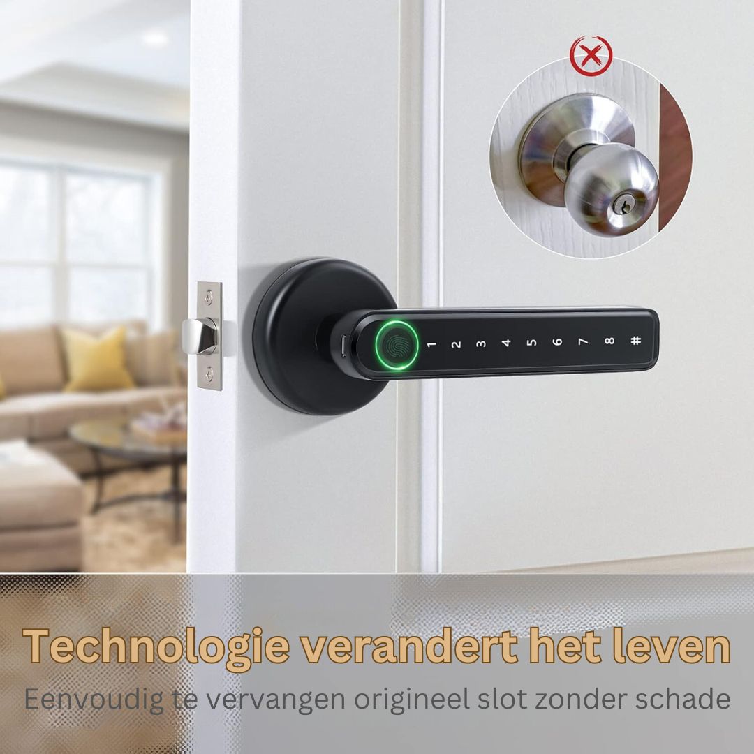 Slimme Deurslot met Vingerafdrukscanner – Geautomatiseerde Toegangsbeveiliging voor Modern Wonen | Sansoti