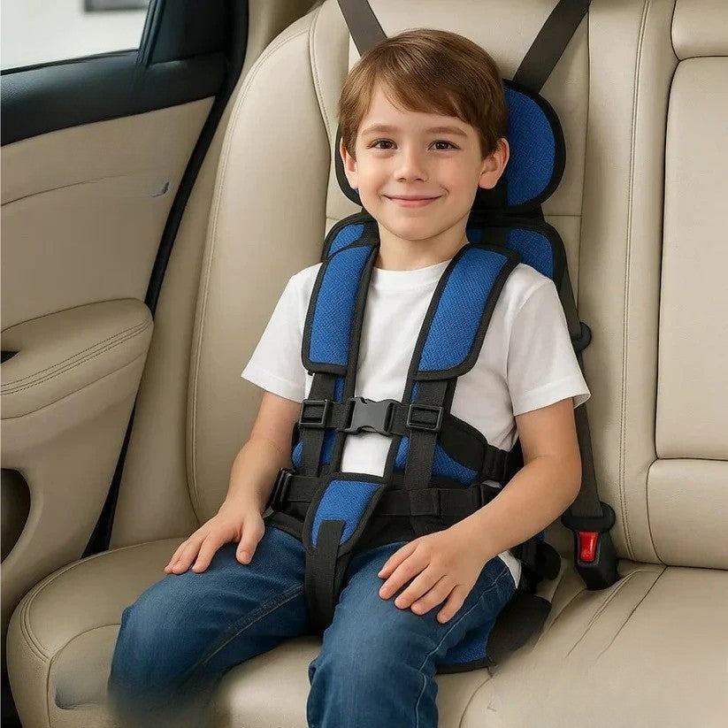 Opvouwbare Kinderzitje Reisstoeltje Zwart met Vijfpuntsgordel | Compact voor Taxi Mietwagen en Vakantie Onderweg met Kinderen | Sansoti