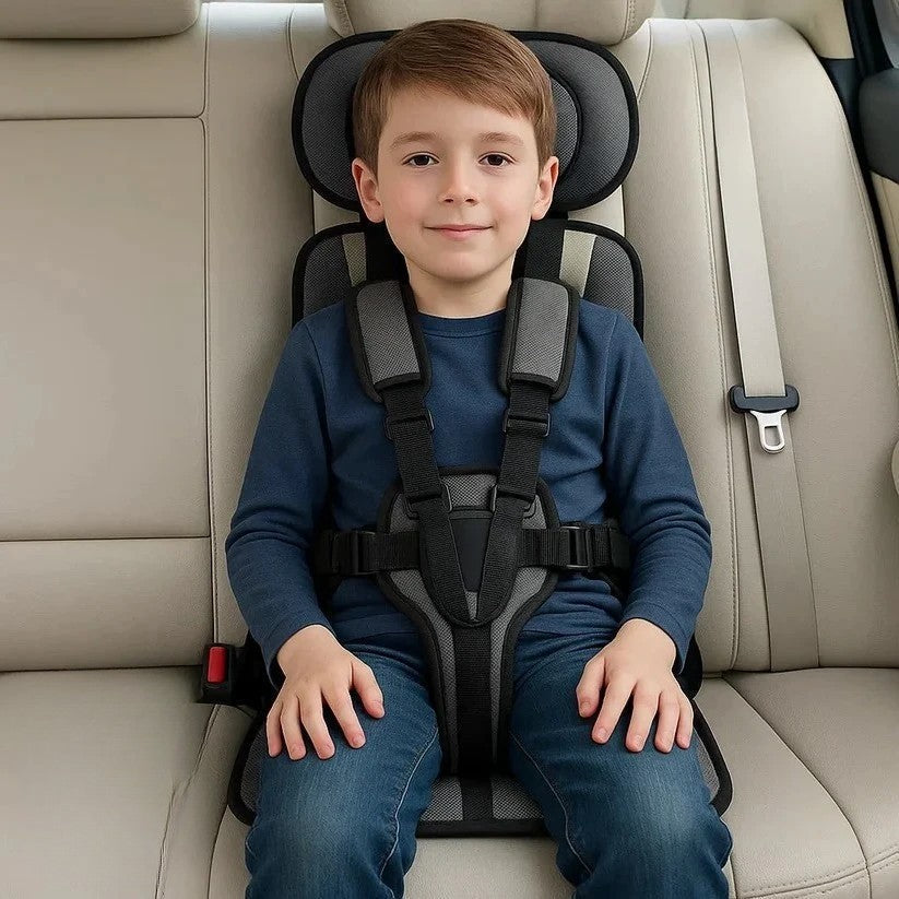 Opvouwbare Kinderzitje Reisstoeltje Zwart met Vijfpuntsgordel | Compact voor Taxi Mietwagen en Vakantie Onderweg met Kinderen | Sansoti