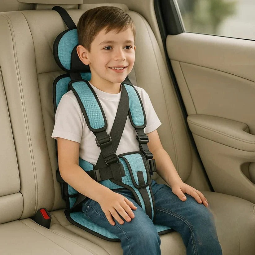 Opvouwbare Kinderzitje Reisstoeltje Zwart met Vijfpuntsgordel | Compact voor Taxi Mietwagen en Vakantie Onderweg met Kinderen | Sansoti