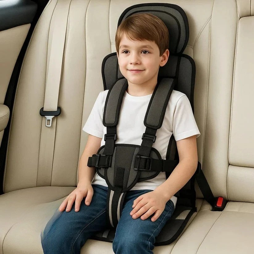 Opvouwbare Kinderzitje Reisstoeltje Zwart met Vijfpuntsgordel | Compact voor Taxi Mietwagen en Vakantie Onderweg met Kinderen | Sansoti
