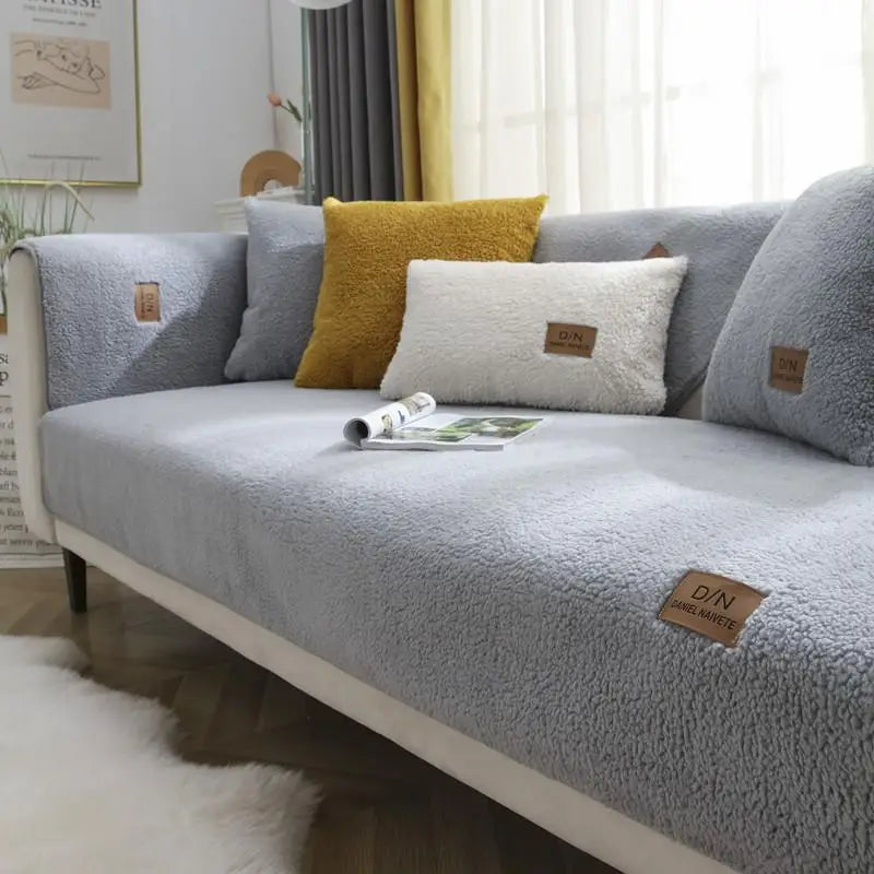 Wasserdichter Sofaschutz aus Sherpa-Fleece mit rutschfester Rückseite für Ecksofas - Schutz für Sitzmöbel | Sansoti