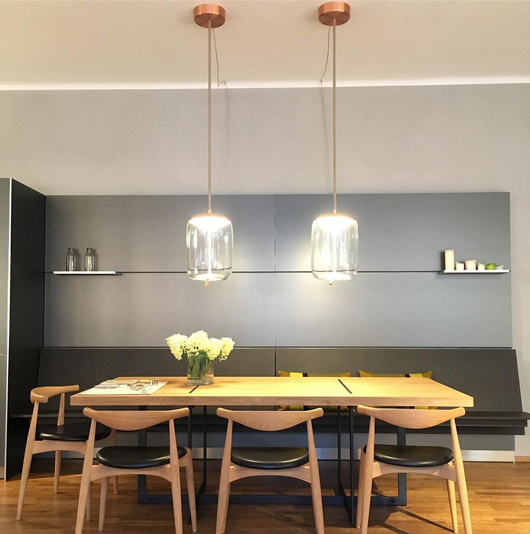 Handgeblazen Glazen Hanglamp Modern Design – Glas en Metaal – Instelbare Kabel 150cm – Geïntegreerde LED – 4 Modellen & Kleuropties | Sansoti