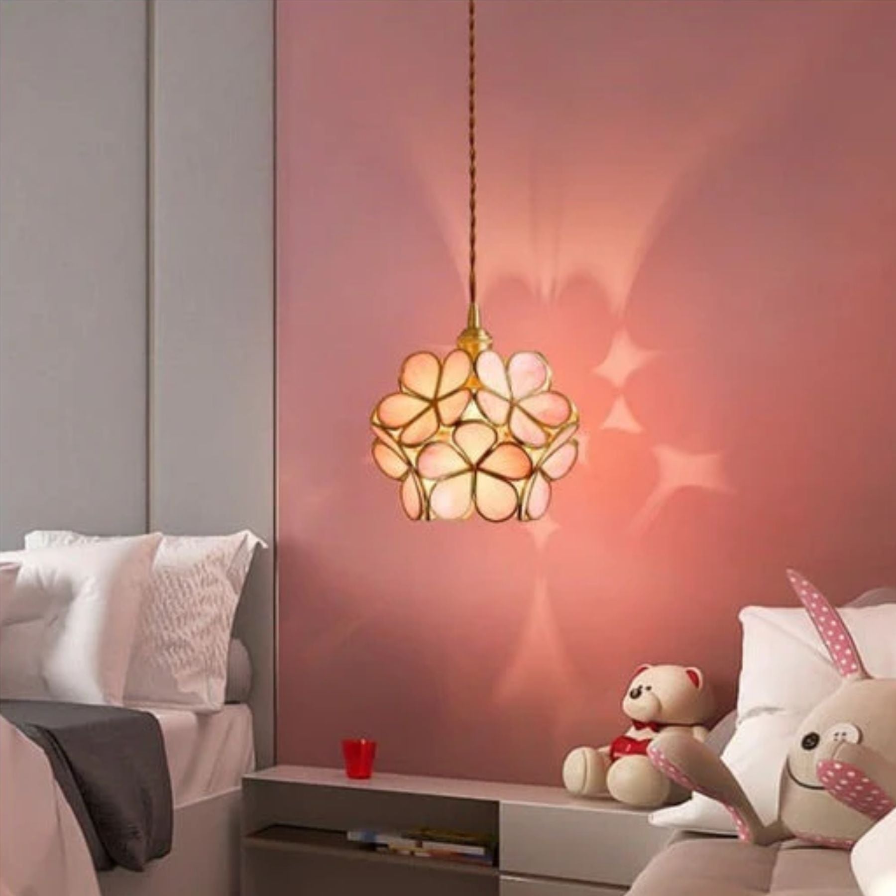 Floyem Flower Hanglamp Glas Messing Goud E27 Eettafel Slaapkamer Vintage Design Hanglamp Bloemvorm | Sansoti