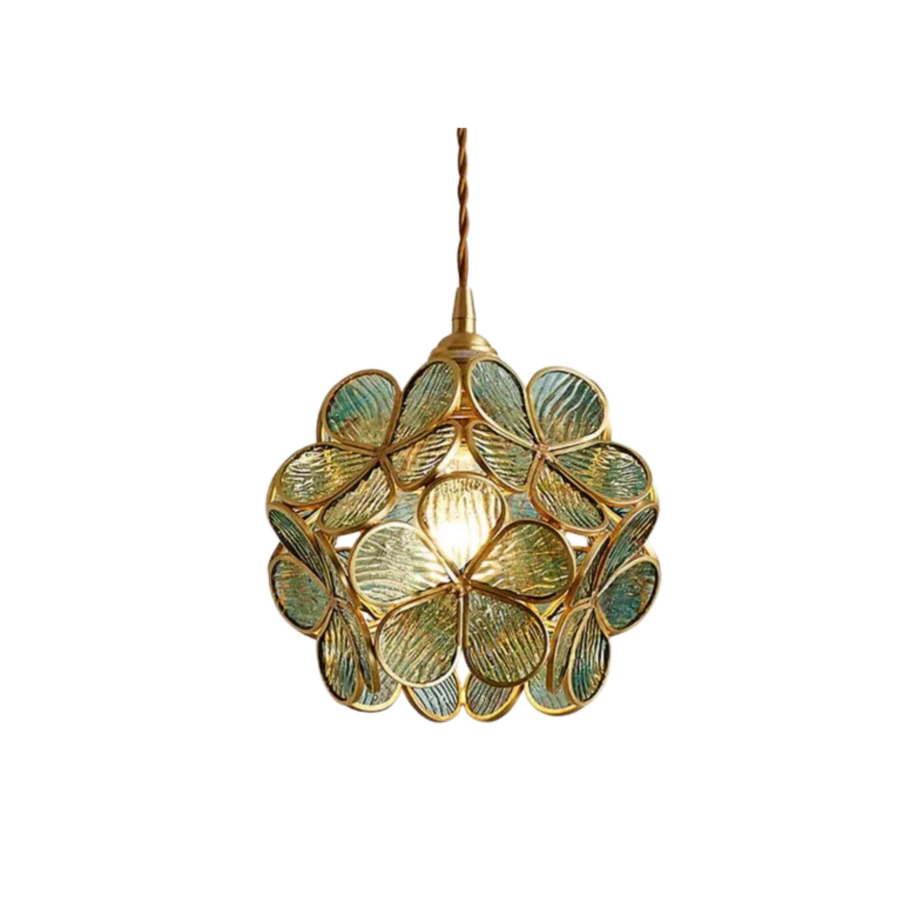 Floyem Flower Hanglamp Glas Messing Goud E27 Eettafel Slaapkamer Vintage Design Hanglamp Bloemvorm | Sansoti