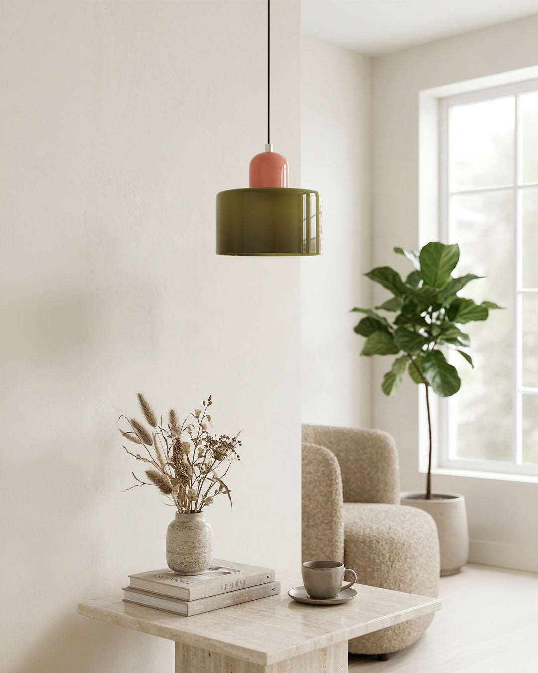 KORA Glazen Hanglamp | Bauhaus-Design Geometrisch Licht | Verstelbaar | E27 | Scandinavisch Interieur Verlichting | Sansoti