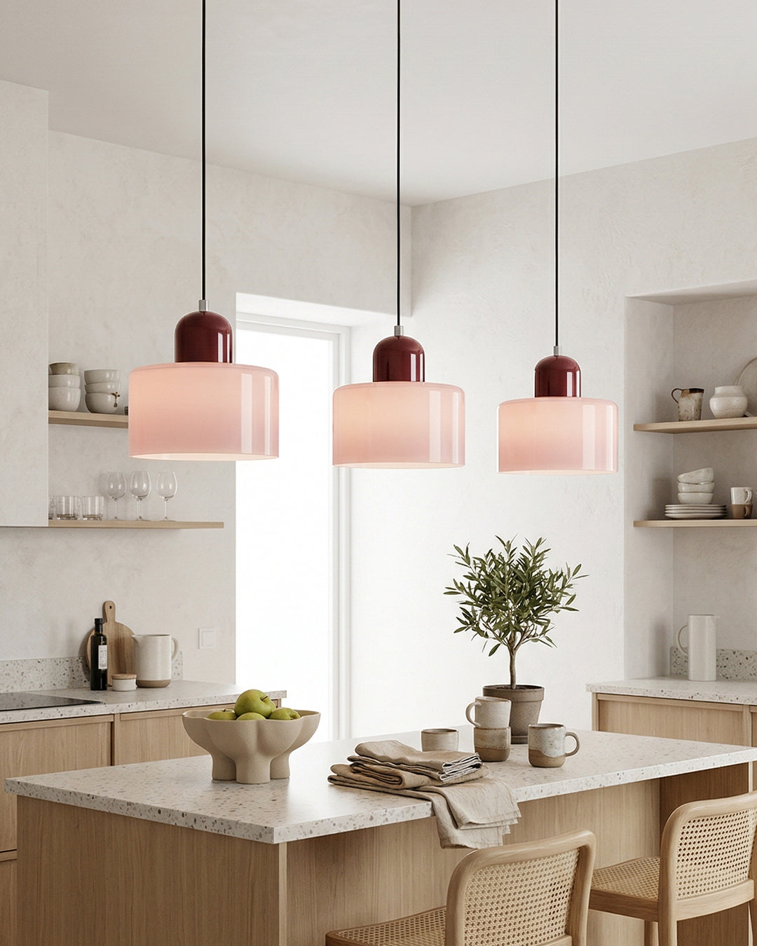 KORA Glazen Hanglamp | Bauhaus-Design Geometrisch Licht | Verstelbaar | E27 | Scandinavisch Interieur Verlichting | Sansoti