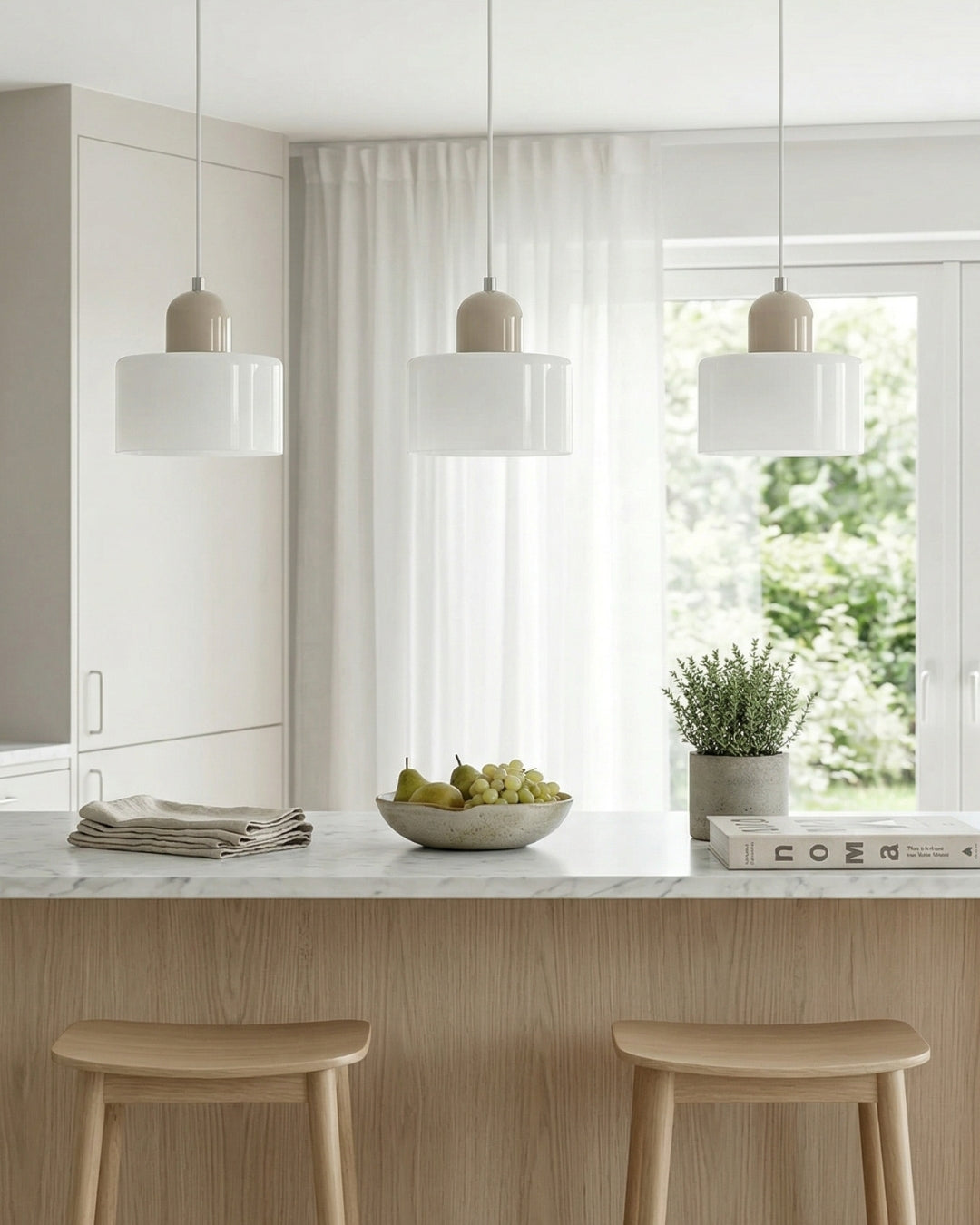 KORA Glazen Hanglamp | Bauhaus-Design Geometrisch Licht | Verstelbaar | E27 | Scandinavisch Interieur Verlichting | Sansoti