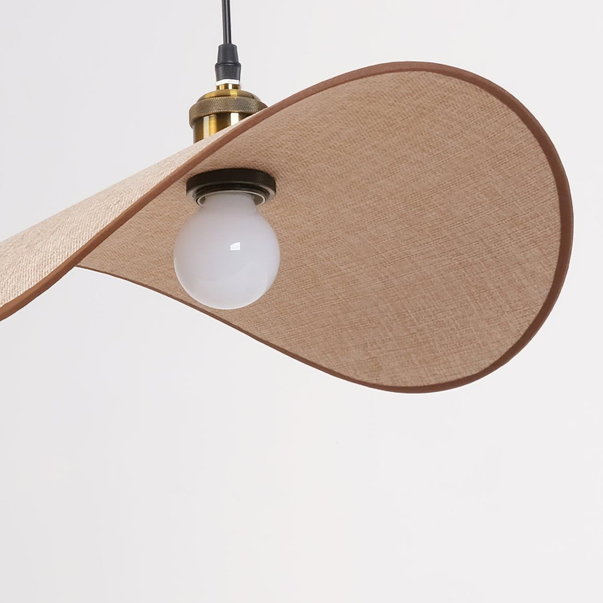 Pendant Light Linen Shade Wooden Accents Minimalist Design Scandinavian Dining Table Living Room Lighting | Sansoti