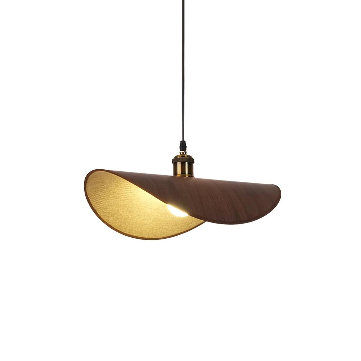 Pendant Light Linen Shade Wooden Accents Minimalist Design Scandinavian Dining Table Living Room Lighting | Sansoti