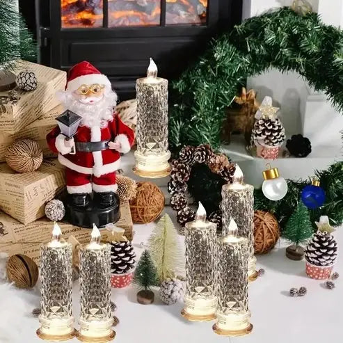 LED Kristalkaars Set 4 Stuks Warmwit Licht Batterij Veilige Nepkaarsen voor Feestdagen en Sfeerverlichting Zonder Vlam Kristalglas Look Tafeldecoratie | Sansoti