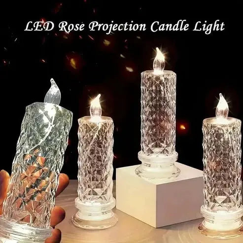 LED Kristalkaars Set 4 Stuks Warmwit Licht Batterij Veilige Nepkaarsen voor Feestdagen en Sfeerverlichting Zonder Vlam Kristalglas Look Tafeldecoratie | Sansoti