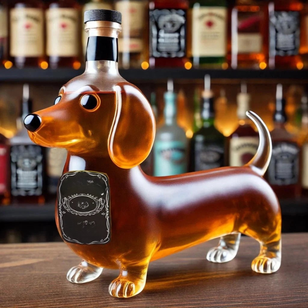 Glazen Whiskykaraf met Hondvormig Design 350ml Exclusieve Decanter voor Spirits en Whisky | Sansoti