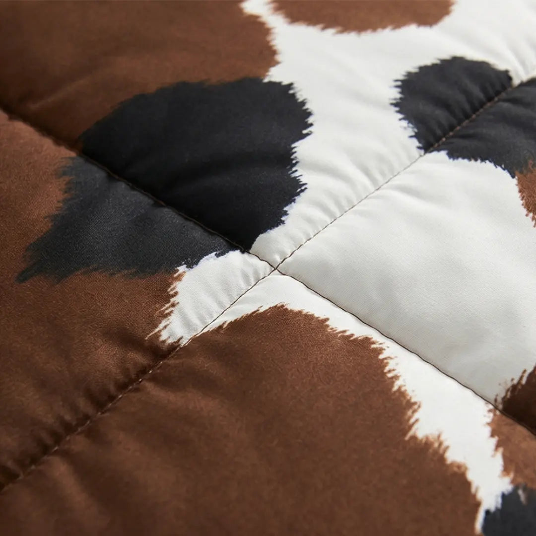 Dekbedovertrek Set met Koeienprint Western Stijl Bruin Zwart Wit Polyester 90gsm voor 1-persoons tot Kingsize Bed | Sansoti